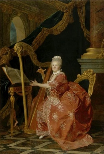 Victoire de France playing her harp